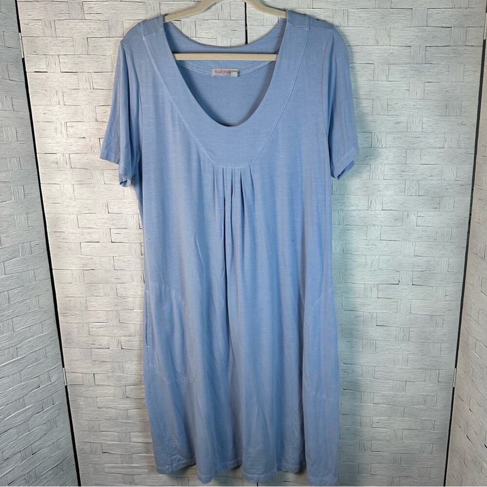 Fresh Produce Womens Dress Midi T-shirt V-neck pleated front pockets costal
